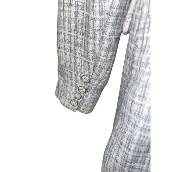 7 FOR ALL MANKIND Women's Blue Tweed Blazer Long Length Two Button Size Medium? - Picture 6 of 15